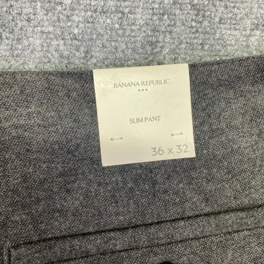 Banana Republic Mens Slim Pant Sz 36 Charcoal Gray Wool Blend Dress Trousers NEW